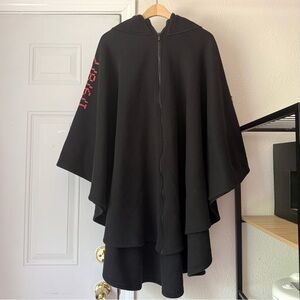 CLOAK x five nights at freddy’s black graphic cotton fleece hooded cape poncho